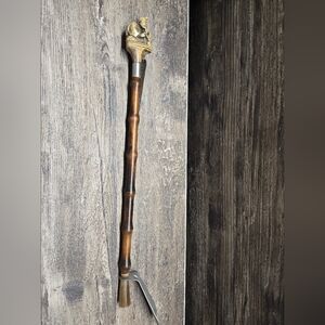 Antique Shoe Horn Wooden Carved Chinese Figure Bamboo Resin Handled